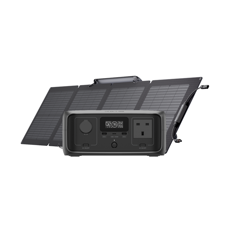 Load image into Gallery viewer, EcoFlow RIVER 3 (UPS) Solar Generator (110W Portable Solar Panel)