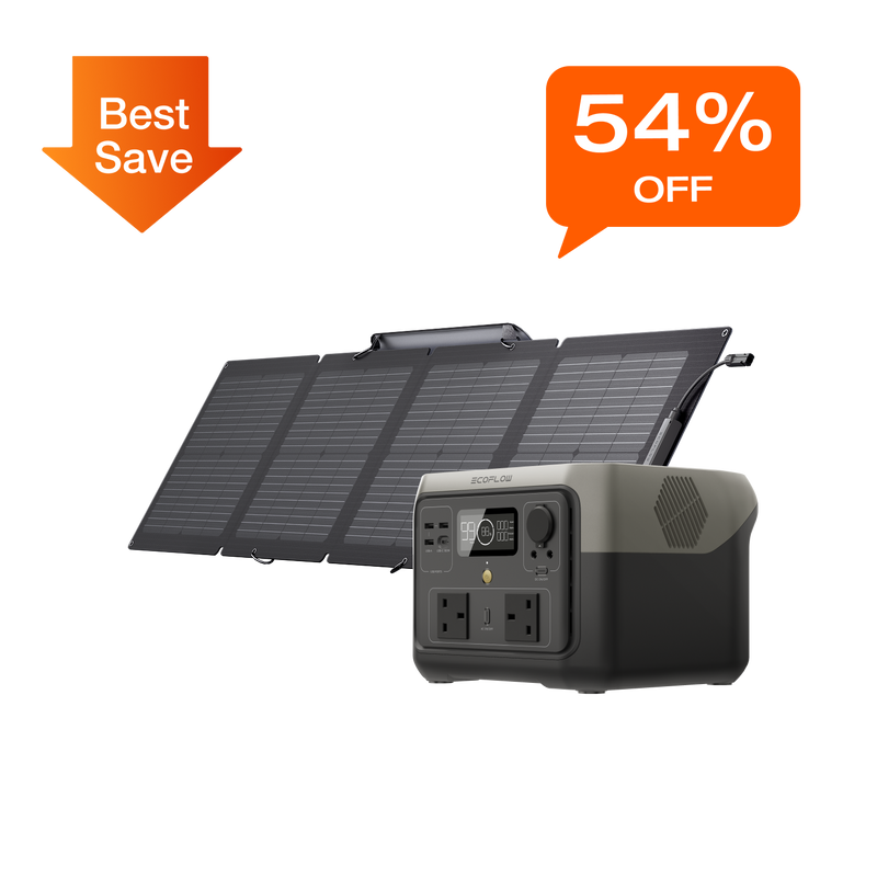 Load image into Gallery viewer, EcoFlow RIVER 2 Max Solar Generator (110W Portable Solar Panel)