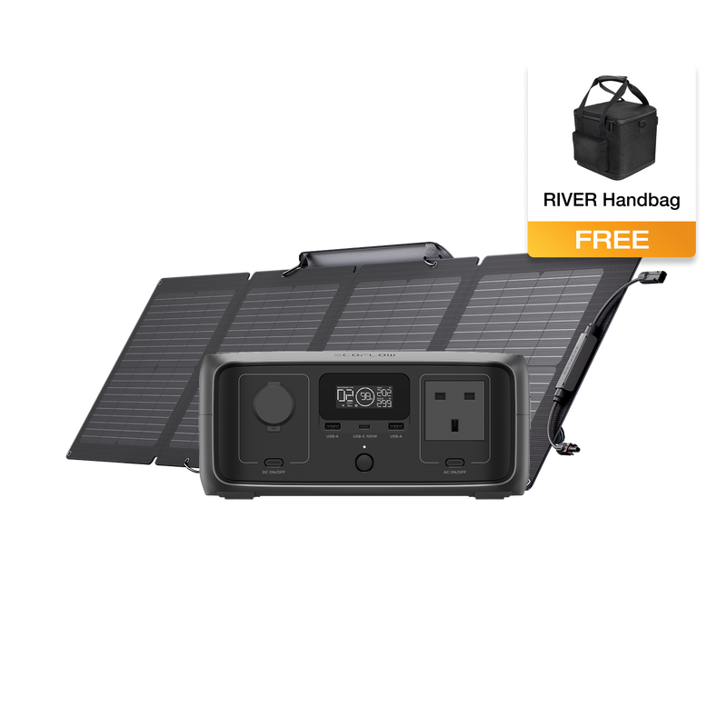 Load image into Gallery viewer, EcoFlow RIVER 3 (UPS) Solar Generator (110W Portable Solar Panel)
