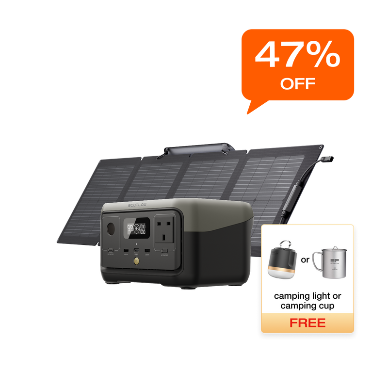 Load image into Gallery viewer, EcoFlow RIVER 2 Solar Generator (110W Portable Solar Panel)
