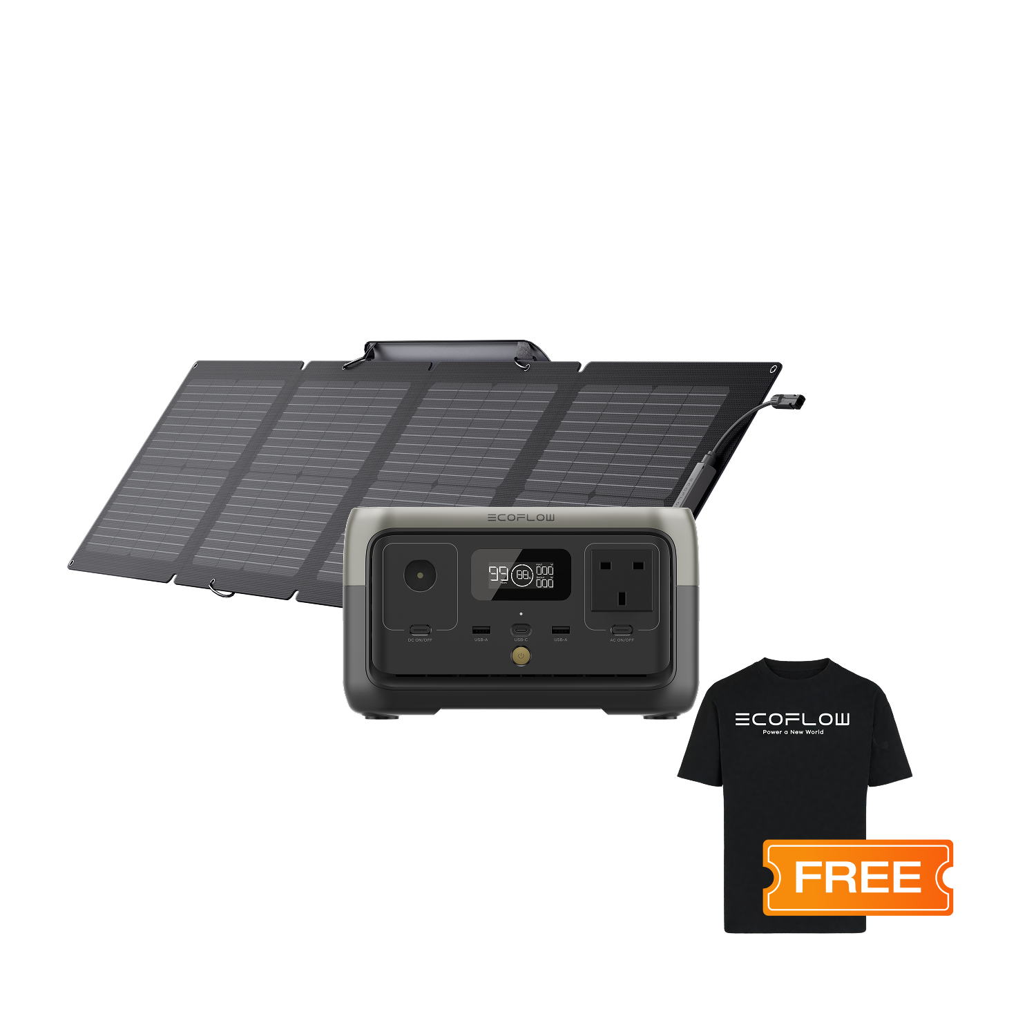 EcoFlow RIVER 2 Solar Generator + 110W Portable Solar Panel